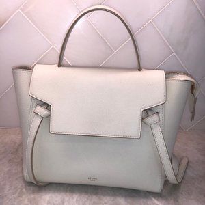 Celine Belt Micro White Textured Leather Bag